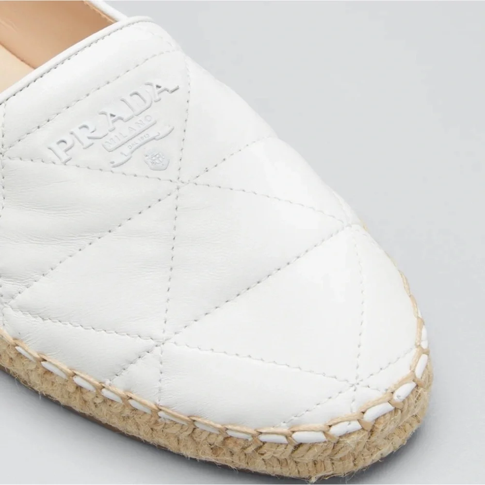 PRADA White Quilted Leather Espadrilles 🤍 - Picture 4 of 16